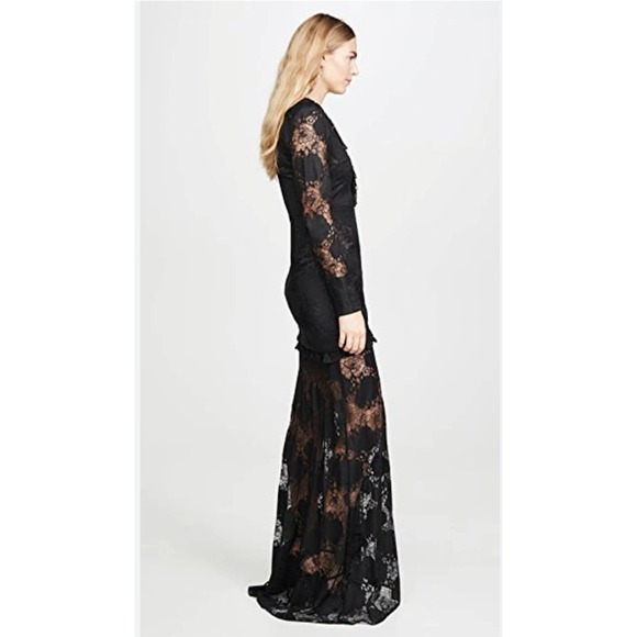 Alexis Lucasta Gown Black Lace Dress Long Sleeve XS Maxi Formal Wedding Sheer - Picture 5 of 14